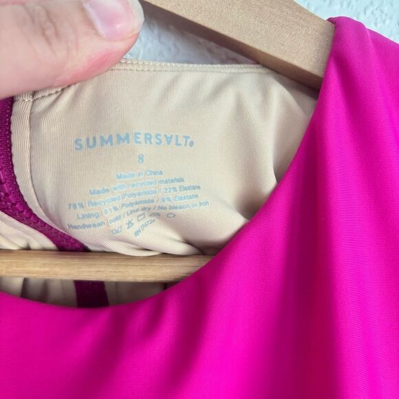 NWT Summersalt The Surf One Piece Swimsuit Pink Color Block Size 8 - Picture 6 of 6